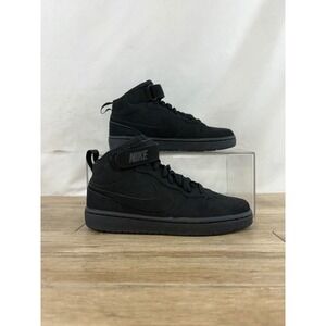 Nike Court Borough Mid 2 Triple Black Sneakers CW5867-001 Mens 5Y